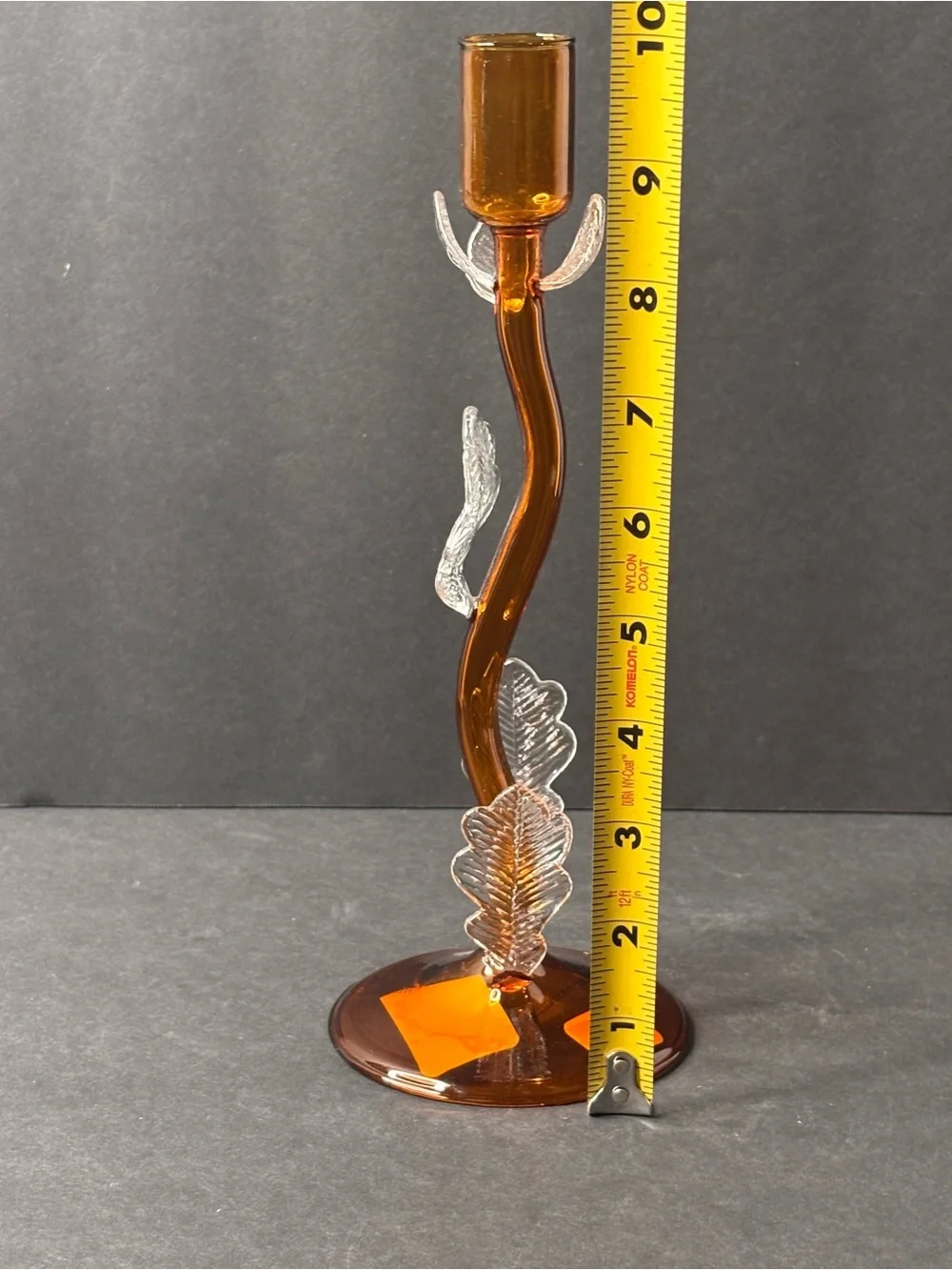 Anthropologie Whimsical Amber Clear Floral Candle Holder Cottagecore NWT 10”